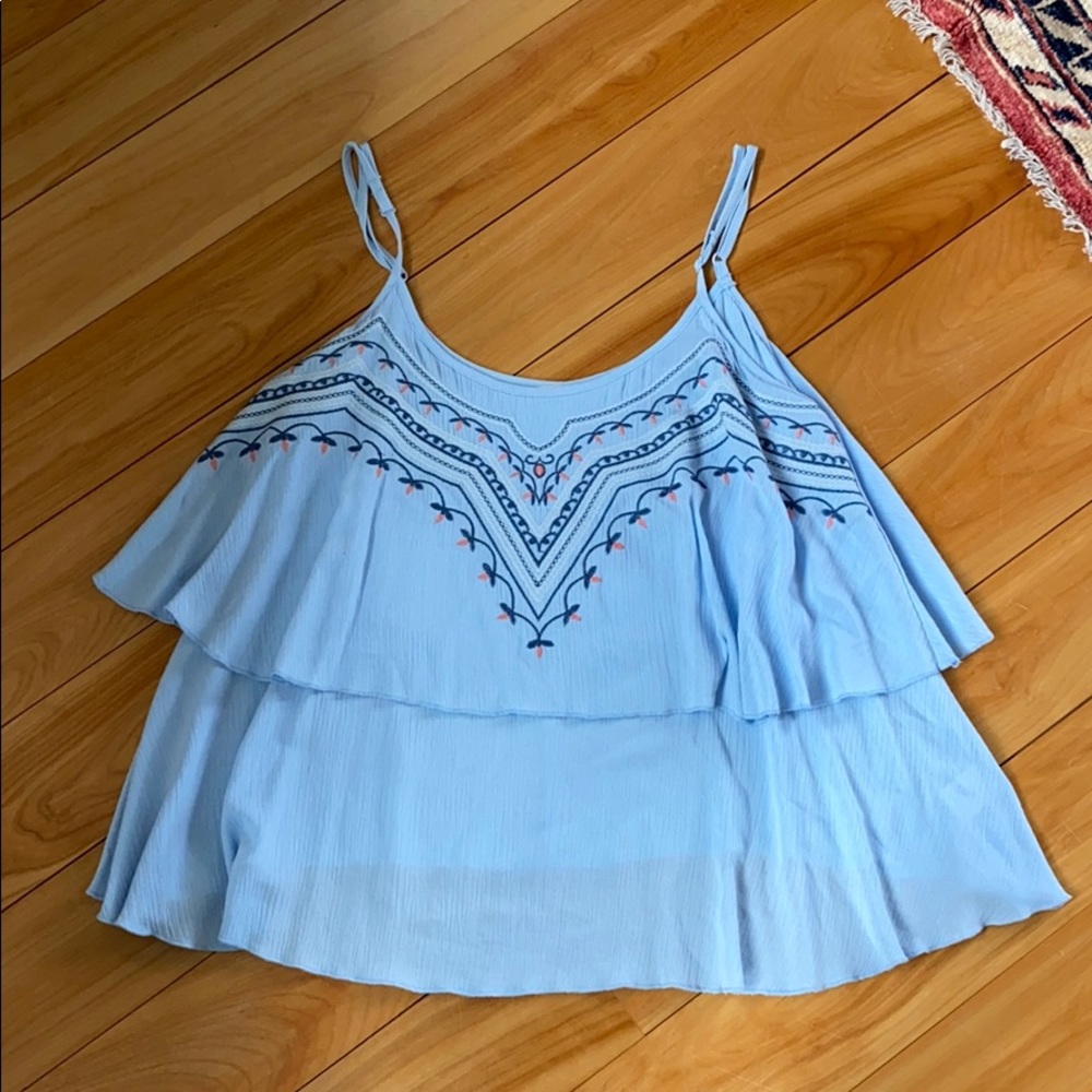 Blue Flowy Tank Top